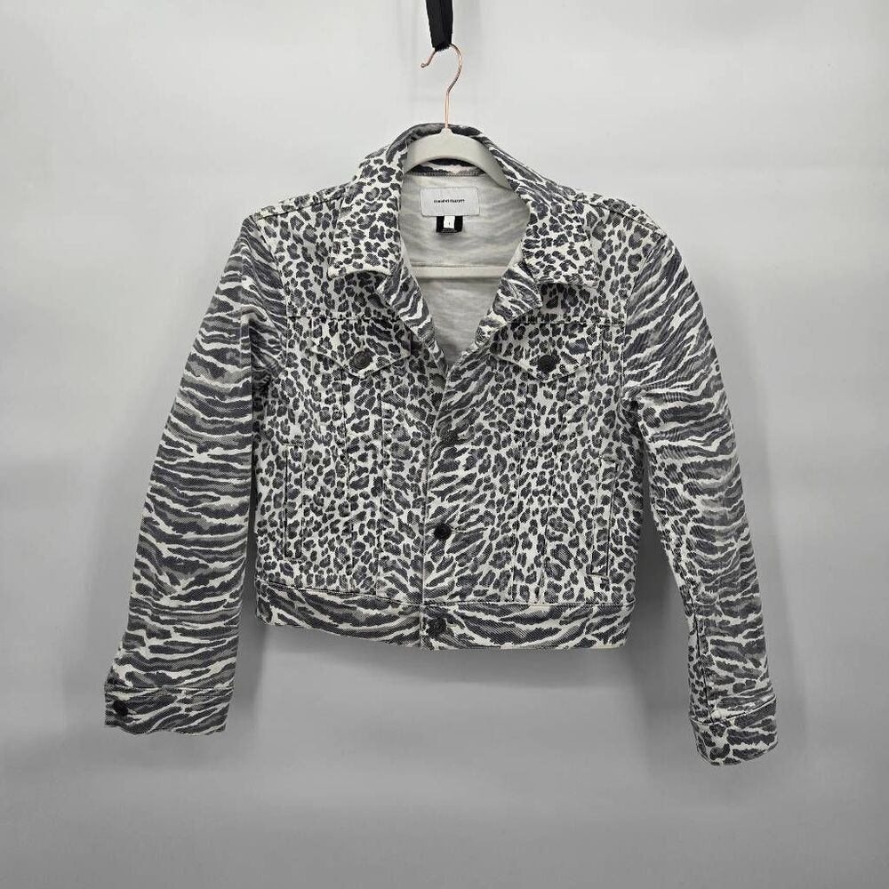 Current Elliott The Baby Trucker Jean Jacket Size 1 Small Animal Print Denim